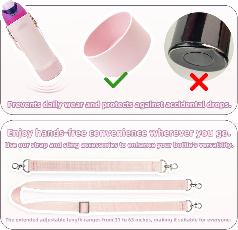 SITKOL Silicone Boot Set for Owala Water Bottle 24 oz, 32 oz, 40 oz - Includes Non-Slip Sleeve, Shoulder Strap & Handle Strap, Perfect Owala Accessories, Fits Owala Tumbler, Owala FreeSip, Candy Coated - Image 3